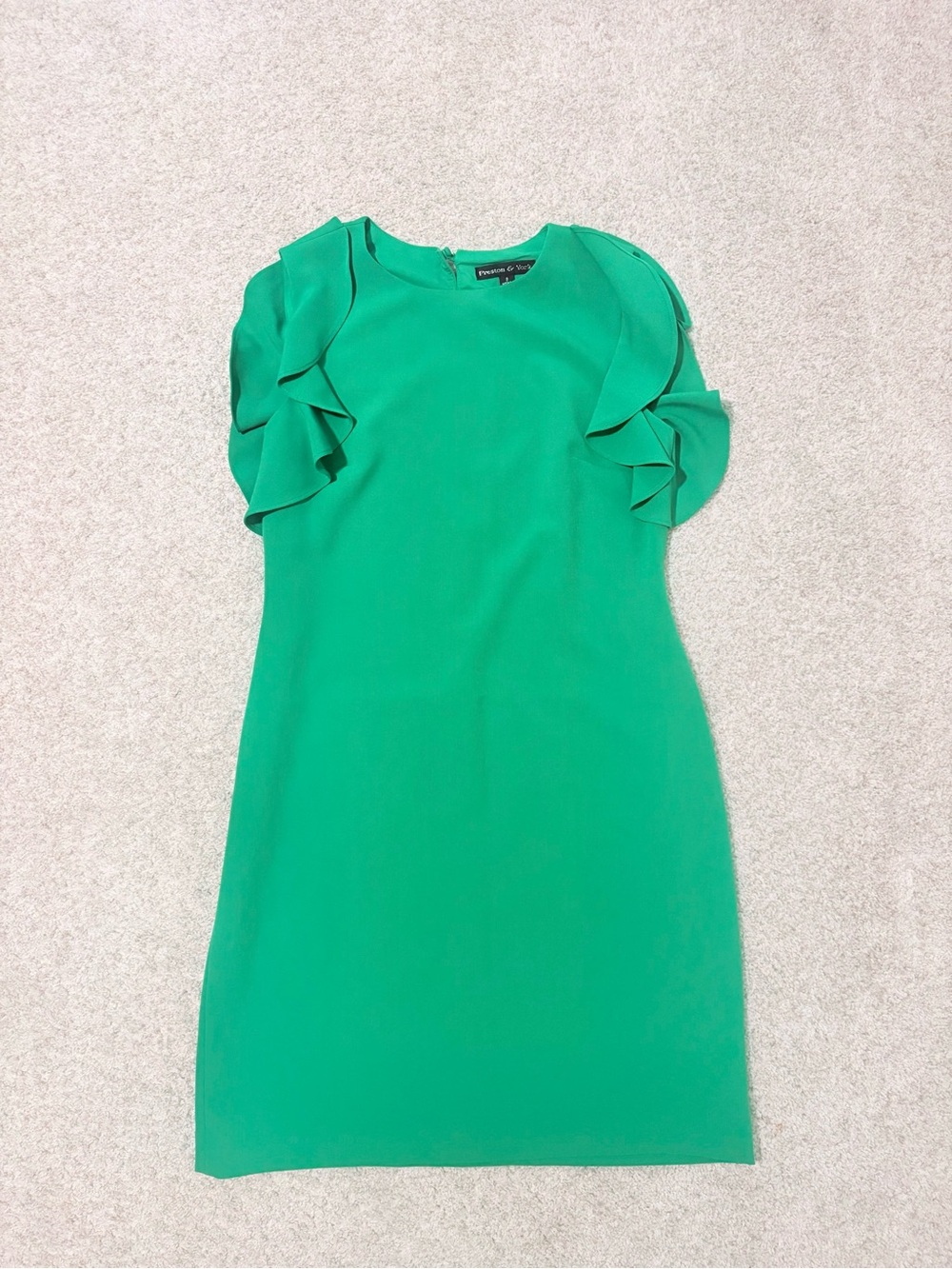 Preston & York Green Ruffle Sleeve Women's Sheath Dress Size 8